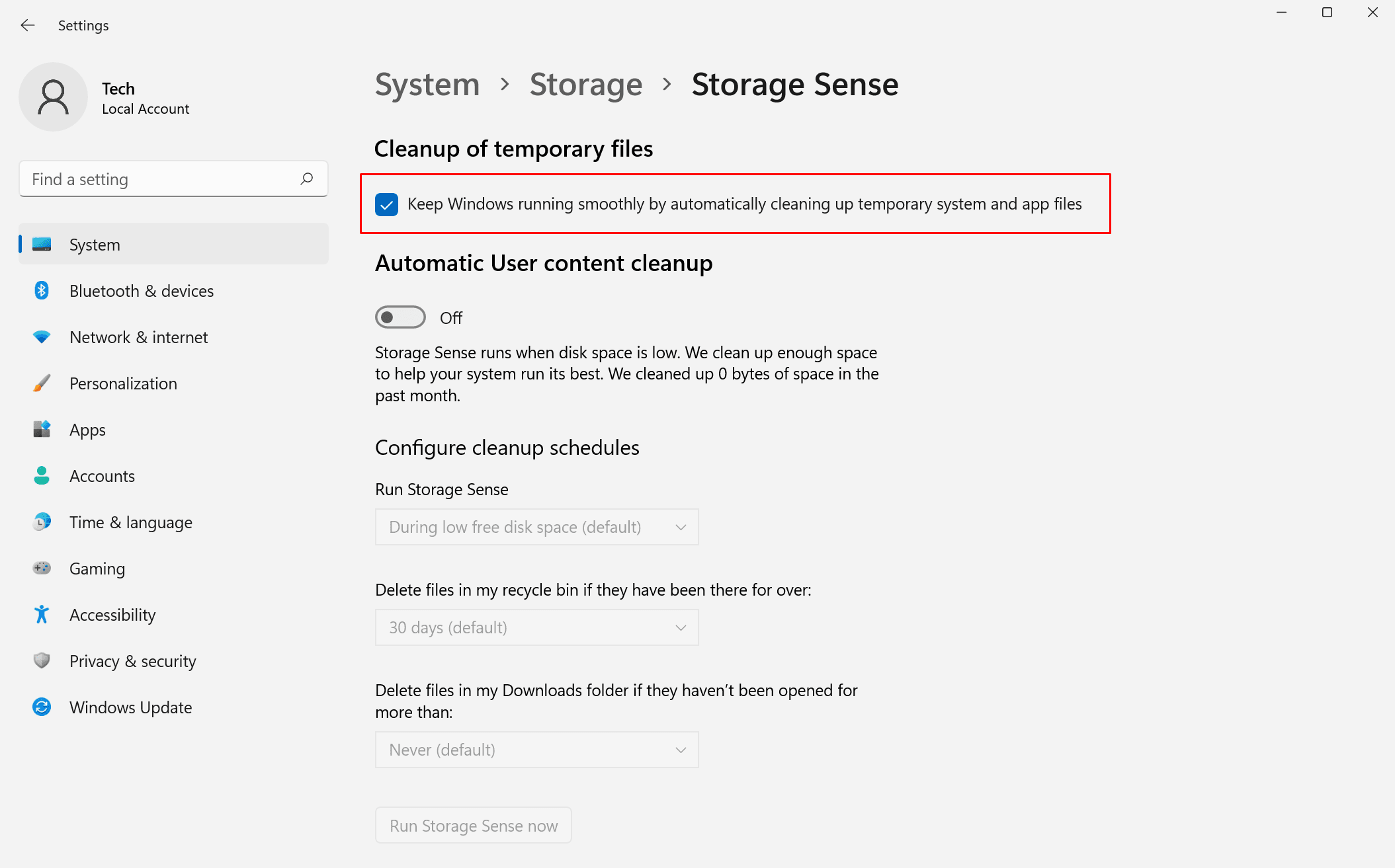 Delete temporary files
