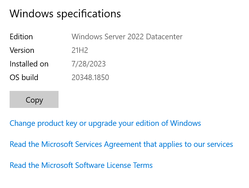 Windows server 2022 info