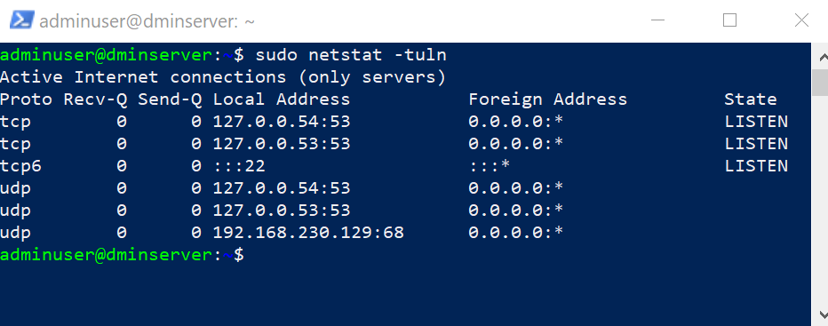 sudo netstat -tuln