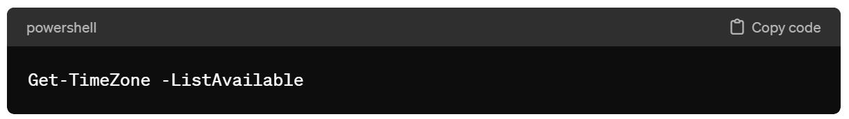 List Available Time Zones