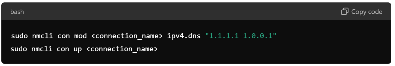 To set DNS servers for a specific connection