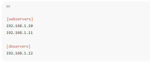 Create a hosts inventory file listing the servers you want to manag